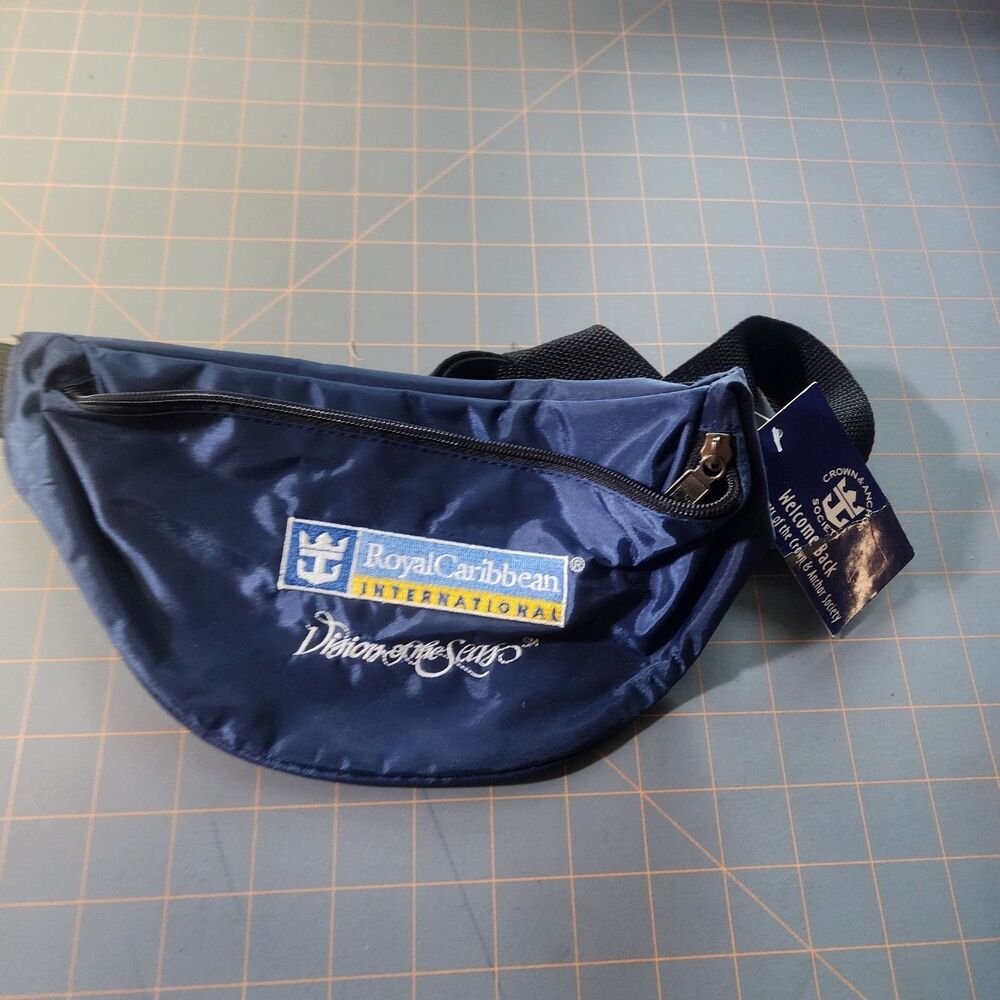 Royal Caribbean Fanny Pack Crown & Anchor Society Waist Hip Bag With Tags Blue